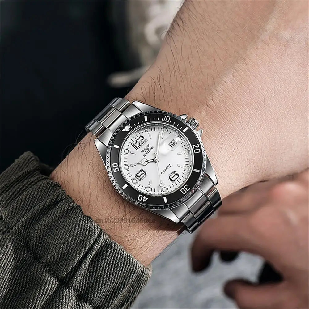 Luxury stainless steel men’s watches – Quartz watch with date display, professional and sporty style, on-trend