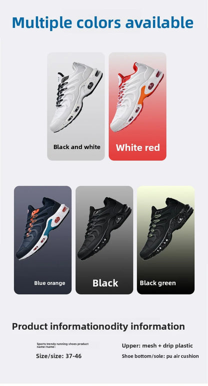 Men's air cushioned running shoes, marathon sports, breathable and lightweight, women's comfortable and non slip casual shoes