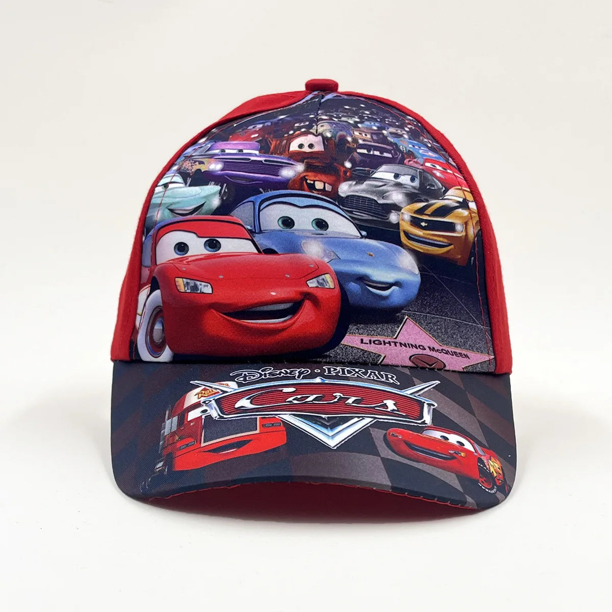 Disney Cars 2 Anime-figur Lightning McQueen tegneserie-baseballkasket i terylen med skygge – udklædningshovedbeklædning til børn med solbeskyttelse – gave
