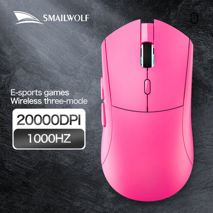 Ratón gaming inalámbrico Bluetooth SMAILWOLF RS7 de tres modos PAW3311 con macros, para portátil, gaming y oficina