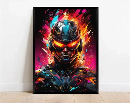 Póster Néon de Personagem de Videojogo com Gamepad, Auscultadores, Futebol e Basquetebol em Tela — Arte de Parede para Decoração de Quarto Gaming