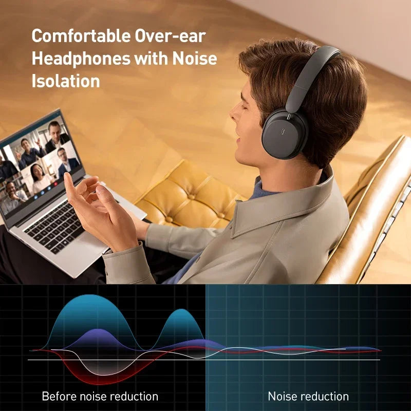 Baseus kabellose Bluetooth 5.3 Over-Ear-Kopfhörer – HiFi-40mm-Treiber, faltbares Headset mit 70H Wiedergabezeit und Spatial Audio