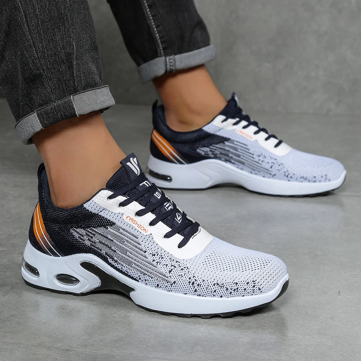 Herrenschuhe, lässige Herrenschuhe, atmungsaktives Mesh, Luftpolsterung, weiche Sohle, modische Sportschuhe im Color-Block-Design