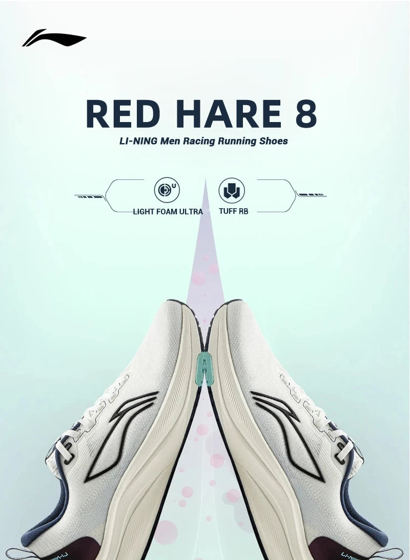 Мъжки състезателни обувки за бягане Li-Ning RED HARE 8 LIGHT FOAM ULTRA, светлоотразителни стабилни обувки с омекотяване LiNing Light Sneakers ARPV001