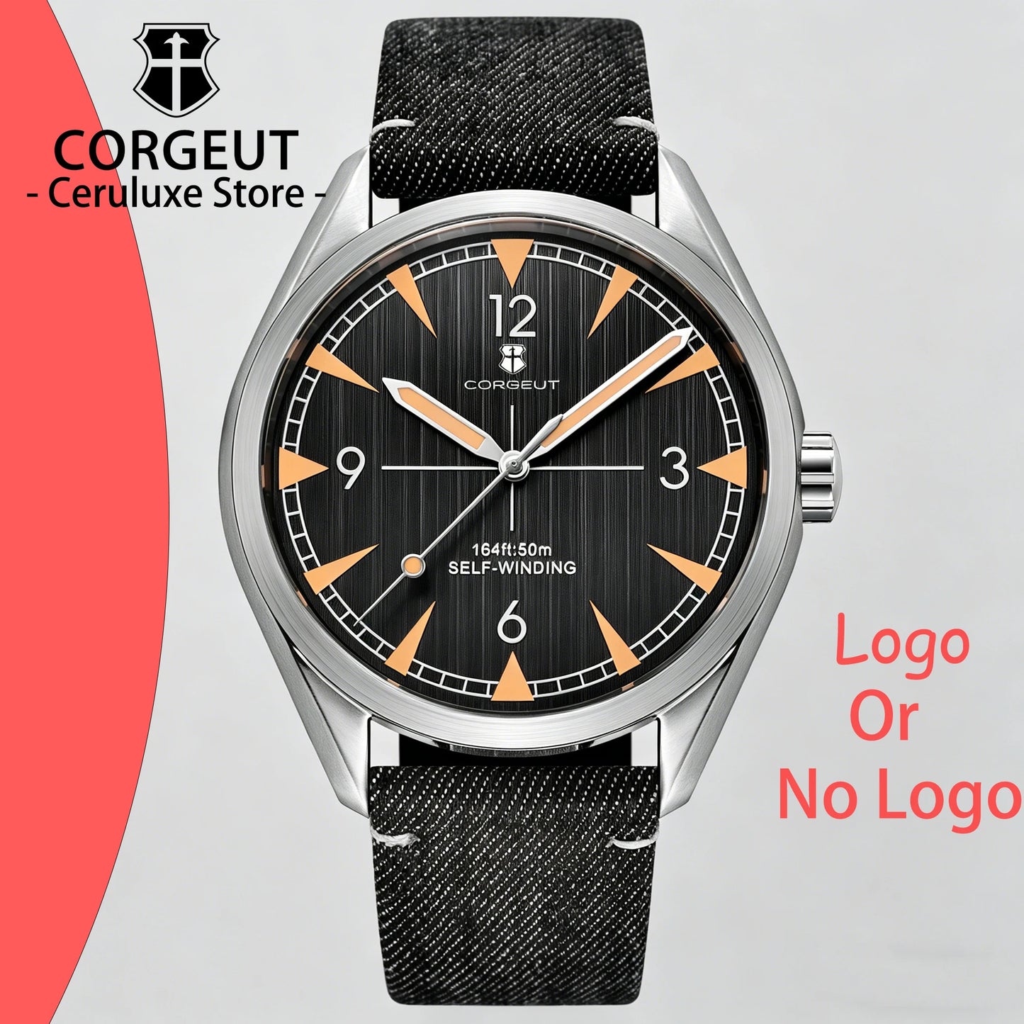 CORGEUT NH35/MIYOTA 8215 Watches Man Cattle Belt Automatic Mechanical Sapphire Glass Watches Fashion Casual Sports Watches