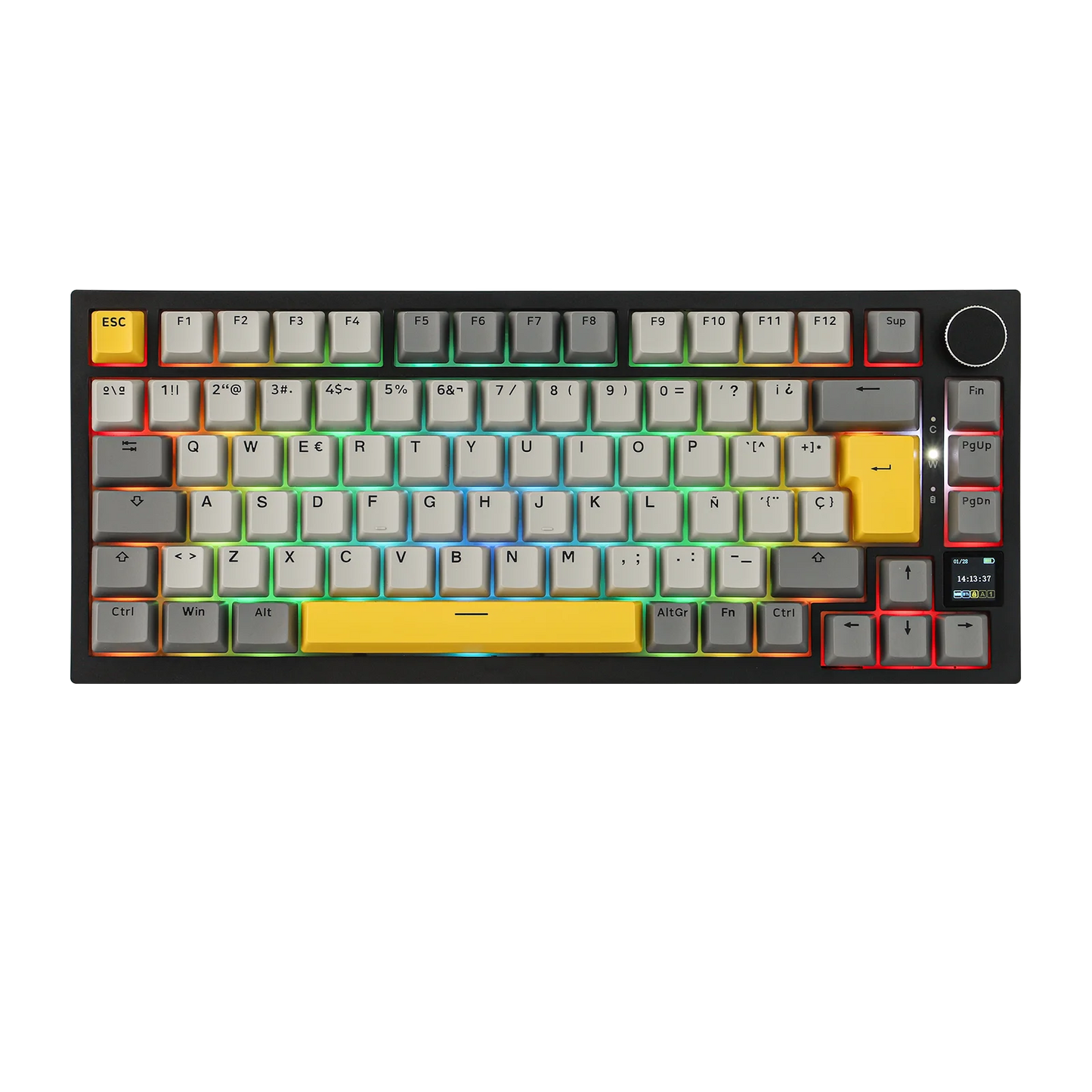 Layout ISO-ES EPOMAKER X AJAZZ AK820 PRO 75% spagnolo, tastiera meccanica cablata/2.4GHz/BT con schermo e manopola per PC/Mac