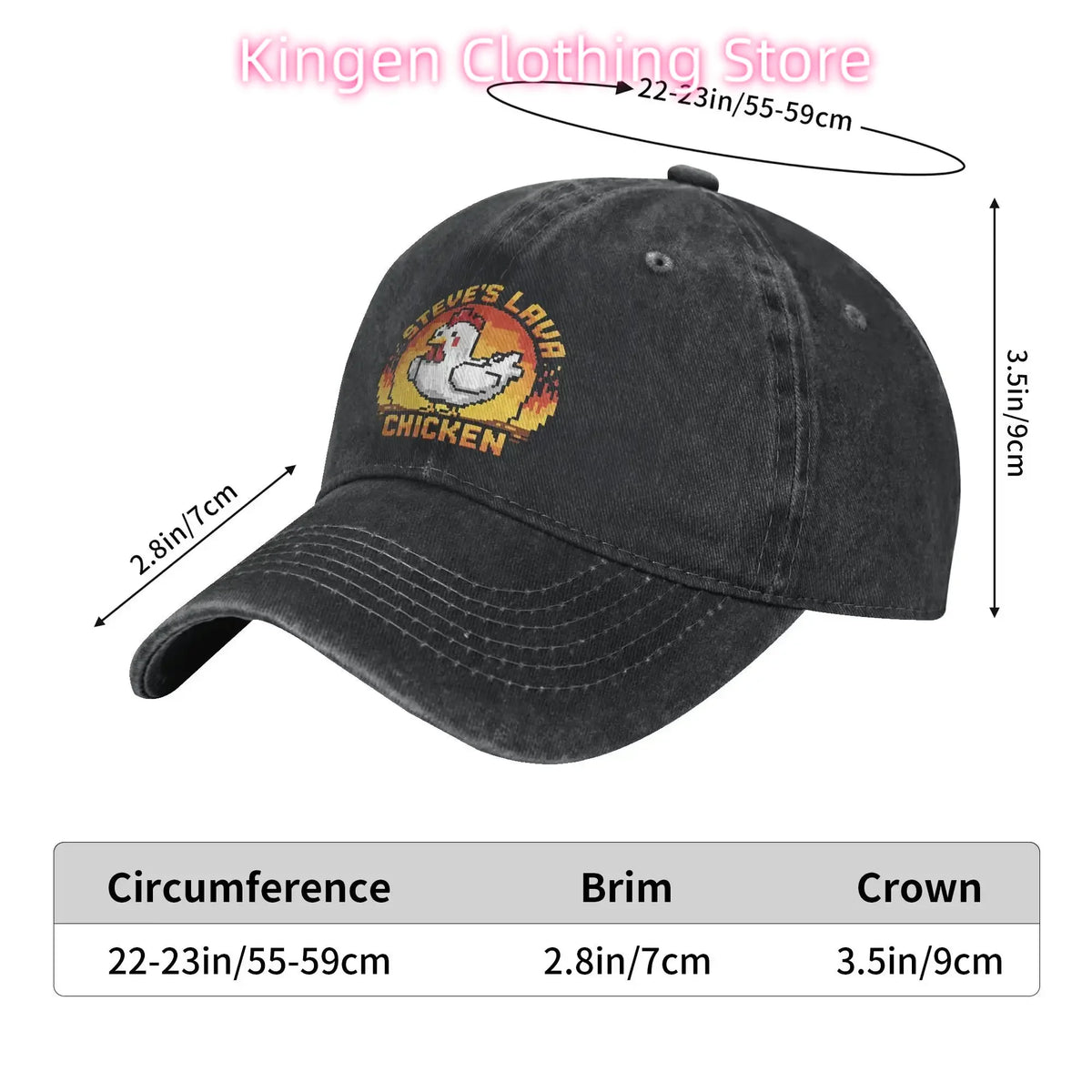 Cappellino da baseball unisex "Chicken Jockey Lava Chicken Print Steves Hat" in stile vintage, lavato e consumato, regolabile
