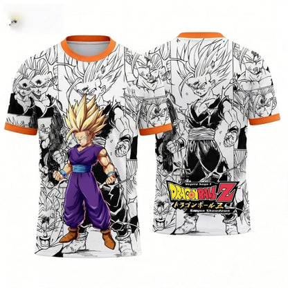 Summer 2026 Dragon Ball Goku & Gohan "Father and Son Together" Comic Themed 3D Printed Breathable T-shirt for Adults and Parents