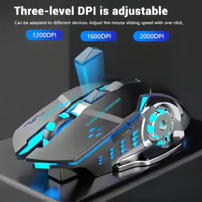 Ratón gaming inalámbrico recargable – Bluetooth/USB silencioso, retroiluminación RGB, e-sports para PC