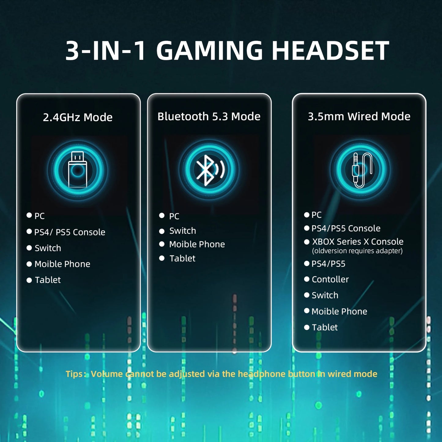 ATTACK SHARK L80PRO 3-in-1 Gaming-Headset – Kabellose Bluetooth-Kopfhörer mit niedriger Latenz, Doppelmikrofon, 40mm Hi-Fi-Sound und stabiler Verbindung fürs Gaming