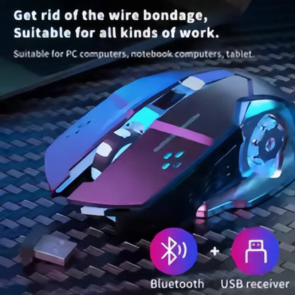 Ratón gaming inalámbrico recargable – Bluetooth/USB silencioso, retroiluminación RGB, e-sports para PC