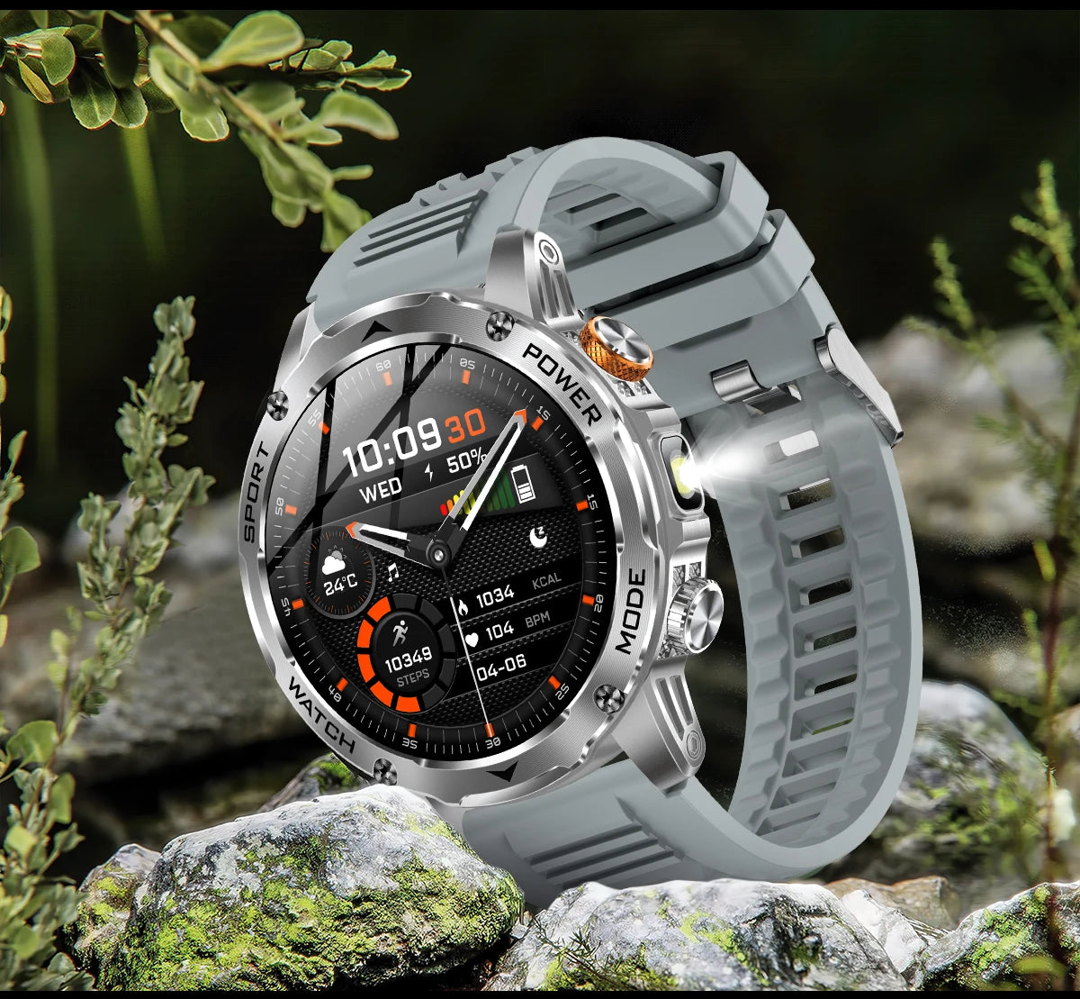 LIGE New Smart Watch Men 1000mAh Large Capacity Battery Outdoor Flashlight Bluetooth Call Waterproof Sport Fitness Smartwatch