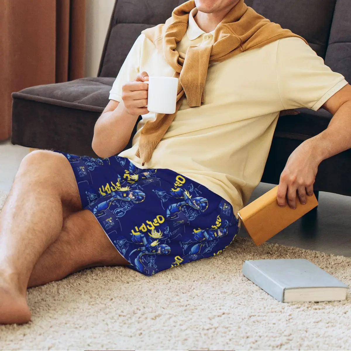 Custom Megaman Video Game Mega Man Short Pajama Pants Men Sleepwear Sleep Lounge Bottom Shorts Sleeping Pants