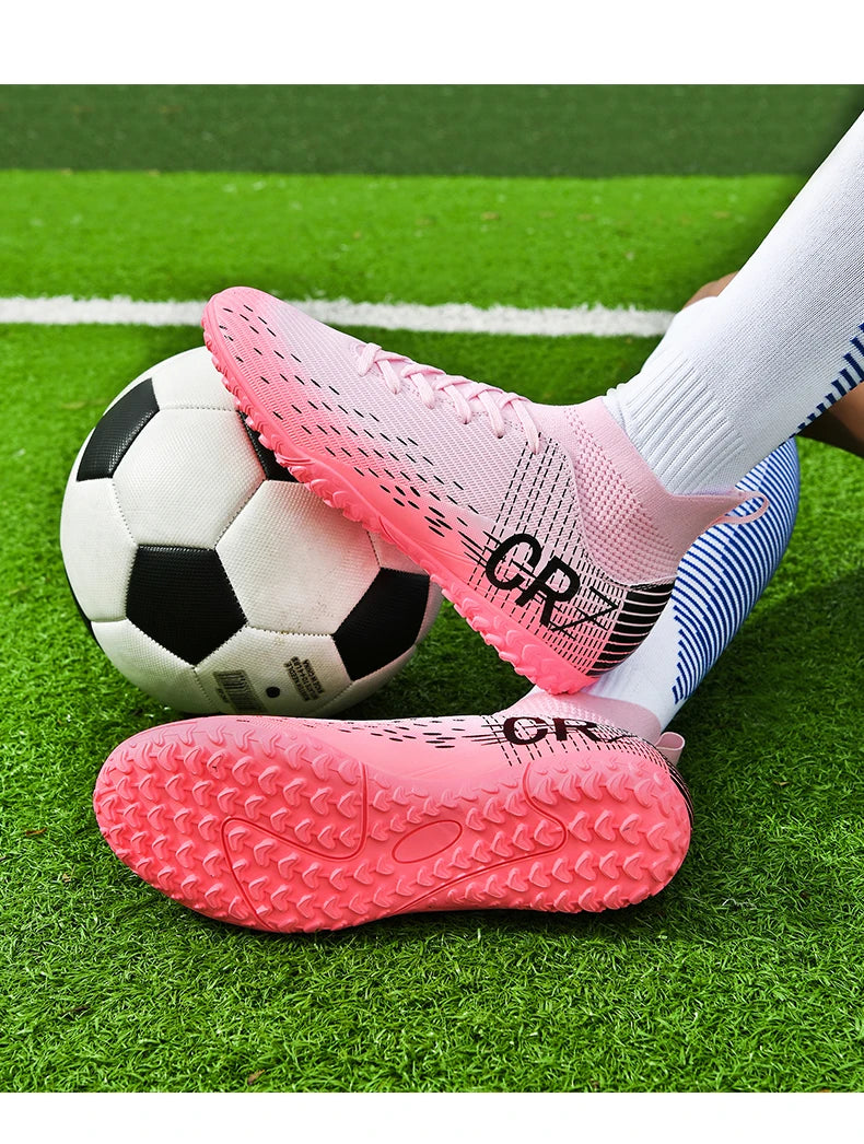 Chaussures de football professionnelles pour hommes, originales, respirantes, confortables, résistantes, pour terrain en herbe.