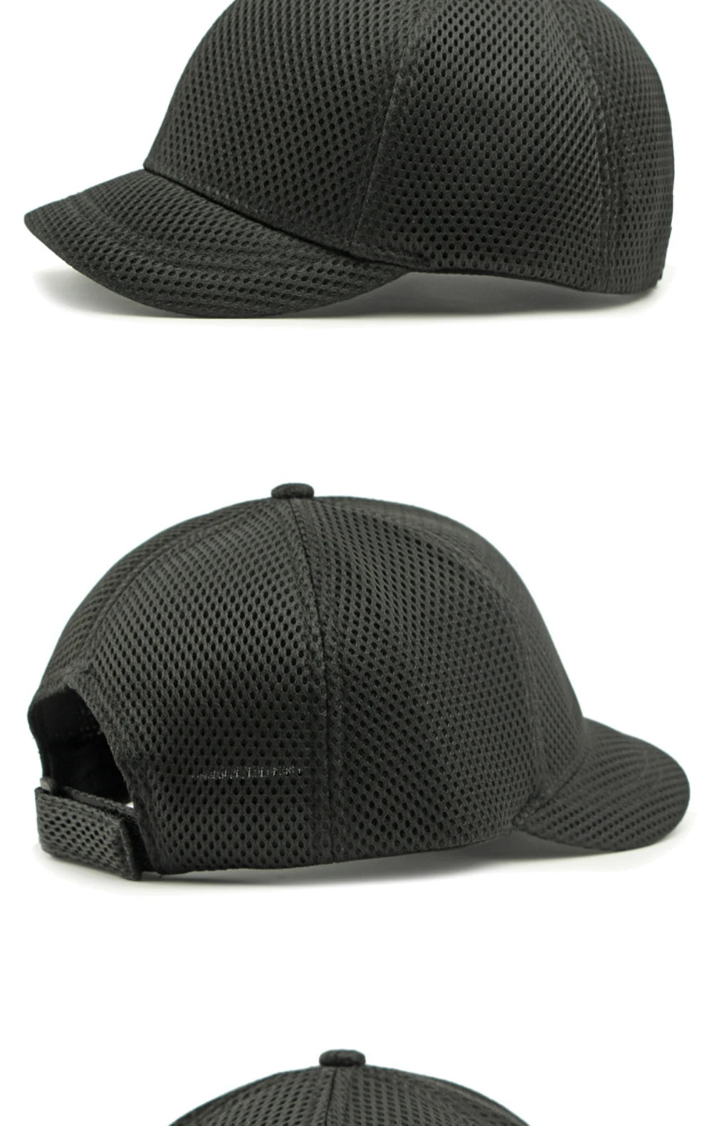 HT4828 Gorra de béisbol de ala corta de 5 cm para hombre, 6 paneles, gorra de béisbol de malla transpirable, gorra tipo «trucker», para hombre y mujer, lisa, sin estampados, con cierre a presión