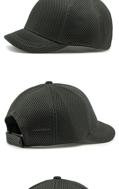 HT4828 Gorra de béisbol de ala corta de 5 cm para hombre, 6 paneles, gorra de béisbol de malla transpirable, gorra tipo «trucker», para hombre y mujer, lisa, sin estampados, con cierre a presión