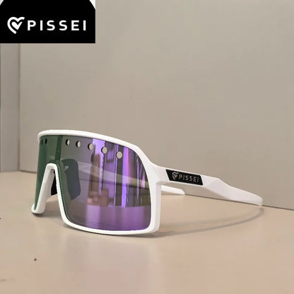 PISSEI 9406A Cykelbriller Farverige solbriller med belægning Herre TR90 Anti-UV400 Briller Dame Sportscykel-solbriller