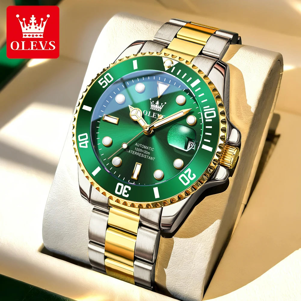 Montre mécanique automatique de luxe pour homme OLEVS 6650 – Étanche, luminescente, bracelet en acier – Montre-bracelet pour homme, style professionnel, grande marque