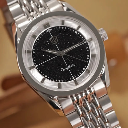 Watchdives WD1954 Classic Black Quartz Watch 36Mm Sandstone Dial VH31 Watch Luminous Waterproof Brushing 316L Steel Luxury Watch