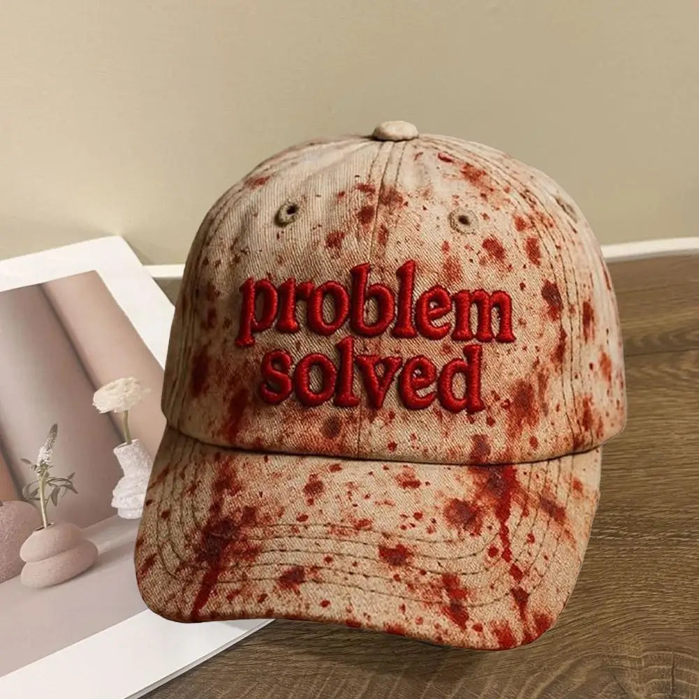 Halloween-tema broderi – problemet løst: Blodig hat, gyser-baseballkasket, velegnet til Halloween-fest, cosplay-rekvisitter og gaver