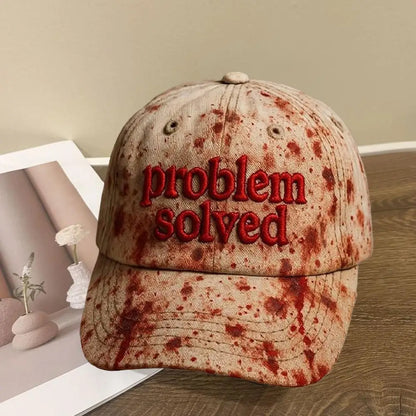 Halloween-tema broderi – problemet løst: Blodig hat, gyser-baseballkasket, velegnet til Halloween-fest, cosplay-rekvisitter og gaver