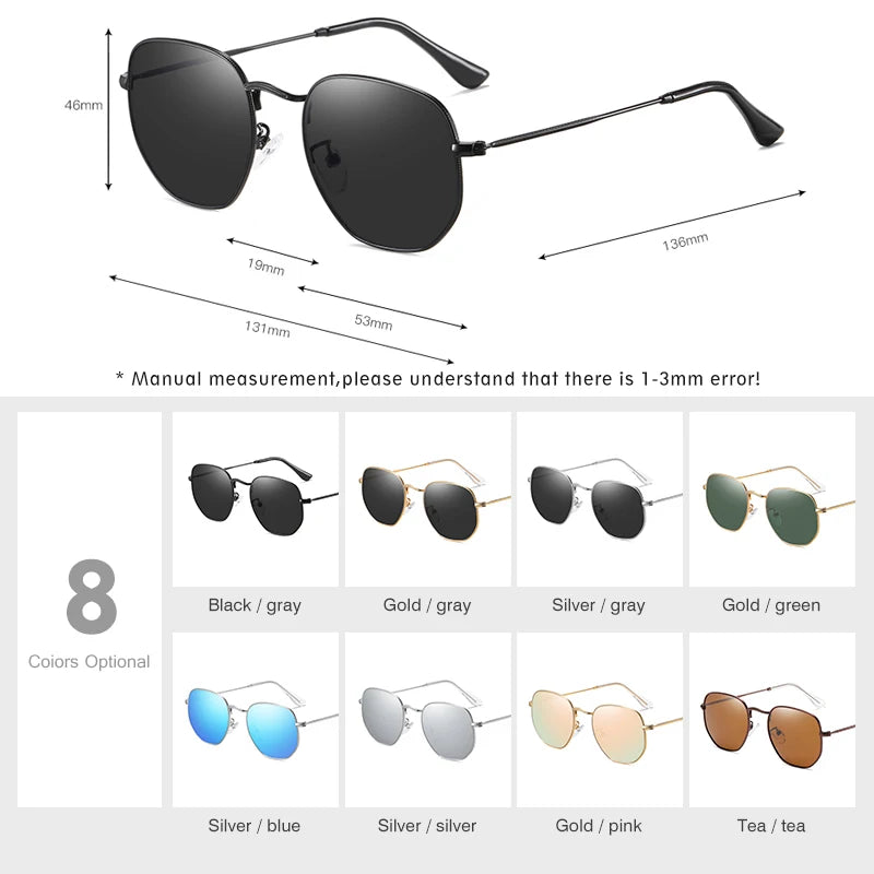 LM Kvinder Hexagon Solbriller Mænd Retro Polariserede Kørselsbelagte Spejlbriller UV400 Briller gafas de sol