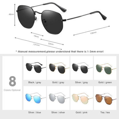LM Kvinder Hexagon Solbriller Mænd Retro Polariserede Kørselsbelagte Spejlbriller UV400 Briller gafas de sol