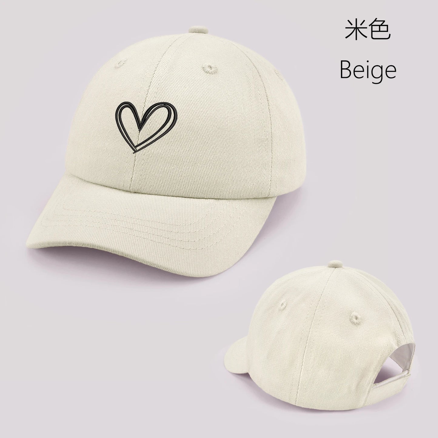 Cartoon heart-shaped Baby Baseball Cap Cute Solid Color Toddler Sun Hat with Ears Summer Adjustable Kids Boy Girl Peaked Cap ﻿
