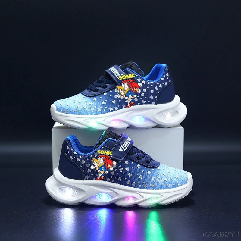 Sonic Sport Shoes Spring Luminous Fashion Breathable Net Shoes LED Sneakers with Light Running Shoes