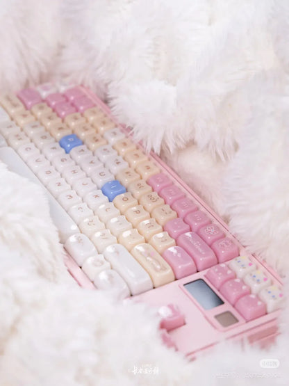 Pink Meow Keycaps Cute Cat Head MAO Cherry Profile PBT Key Cap For Gift Mechanical Keyboard KeyCap Keyboards Accessories