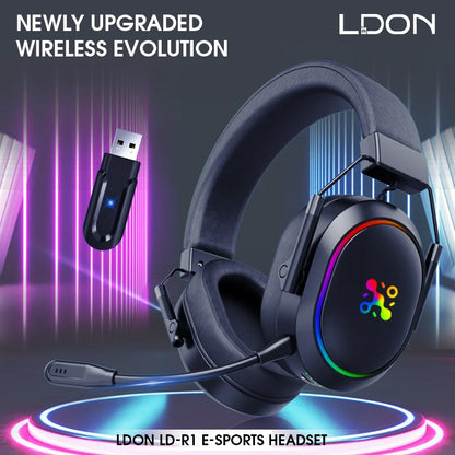 LDON kabelloses Gaming-Headset PS5 PS4 Bluetooth 2.4GHz Kopfhörer 3D-Surround-Sound Noise-Cancelling-Mikrofon niedrige Latenz