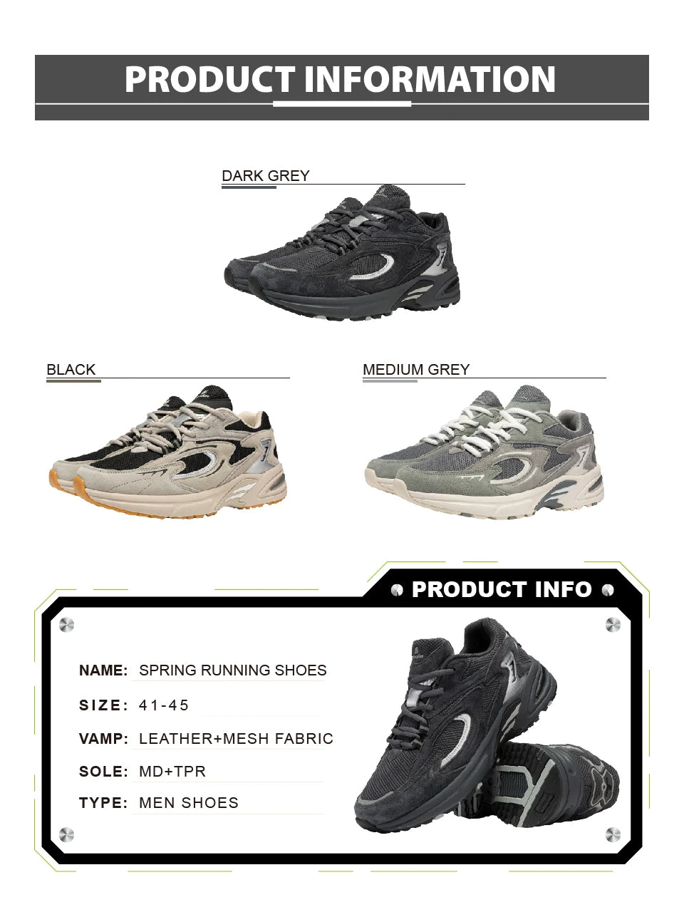 Baasploa New Running Shoes Men Outdoor Fashion Lightweight Mesh Sports Shoes Male Casual Breathable Non-Slip Walking Shoes