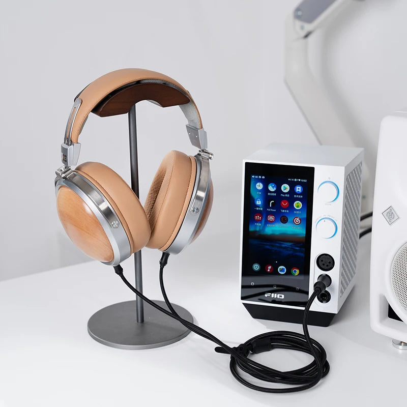 FiiO FT1 Professional Wired HiFi Monitor Headphones – North American Walnut Over-Ear Dynamic Stereo Headset with Leather & Metal Build