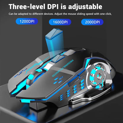 Wireless Bluetooth Mouse 2.4G USB Mecha Gaming Mouse Rechargeable Silent Backlight Mice Ergonomic Office Mice Game Accessories