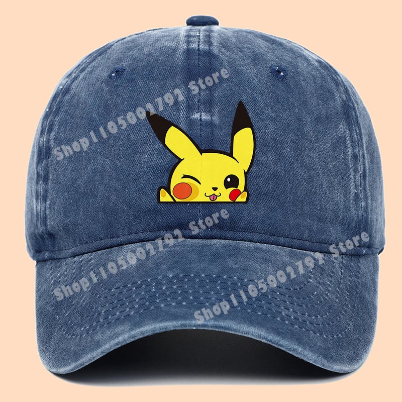 Pokémon-baseballkasketter, Pikachu, kawaii, anime-figurer, solhatte, sommer, udendørs, forældre og børn, solhat, trendy kasket med andetunge, gave