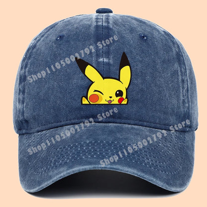 Pokémon-baseballkasketter, Pikachu, kawaii, anime-figurer, solhatte, sommer, udendørs, forældre og børn, solhat, trendy kasket med andetunge, gave