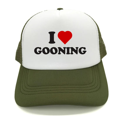 Αστεία καπέλα μπέιζμπολ «I Love Gooning» – Δροσερά καλοκαιρινά ανδρικά καπέλα από πλέγμα – Χιουμοριστικά καπέλα τύπου «Trucker» – Unisex καπέλα από πλέγμα για υπαίθριες δραστηριότητες – MZ-080