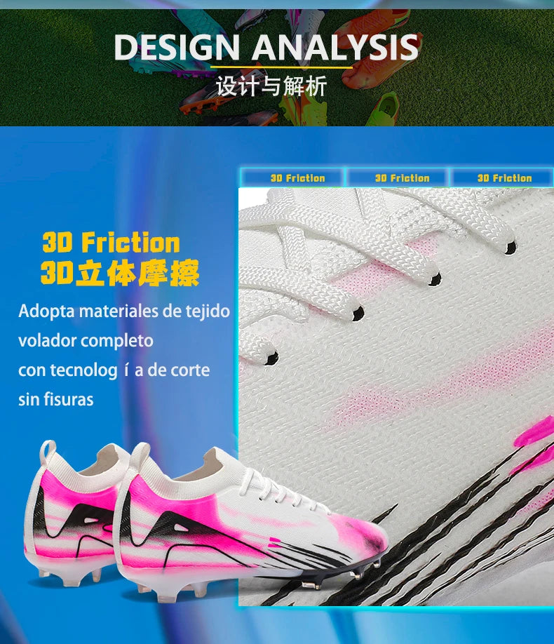 New Men Football Boots FG Non-Slip Long Spikes Soccer Shoes Training Shoes Soccer Cleats Ultralight Outdoor Drop Shipping
