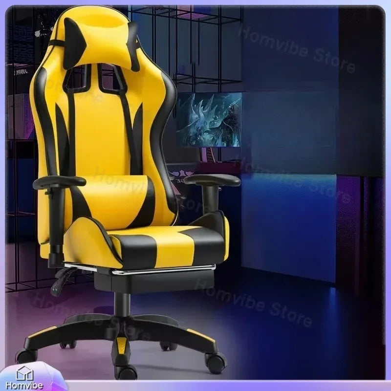 Chaise de jeu ergonomique avec support lombaire et hauteur réglable pour les joueurs sur PC, le travail de bureau, les longues sessions d'ordinateur, confortable