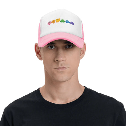 Kirbys за възрастни, шапки „Rainbow Trucker“, винтидж бейзболни шапки от мрежа, шапки със закрепваща се лента, шапки „Dad Hat“, шапки за слънце, дишащи спортни шапки, на едро, нови