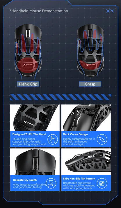 ATTACK SHARK R3 gamingmus i magnesiumlegering med bikakestruktur, ultralätt 8K Hz, PAW3395-sensor, 26000 DPI, ergonomiskt skal