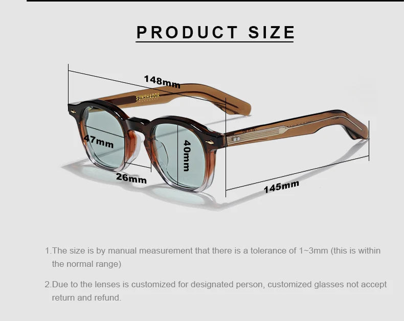 High QualityTortoiseshell Round Frame Handmade Sunglasses Designer Men Acetate Women's Beach Sun UV400 Sunglasses Can Be Carved