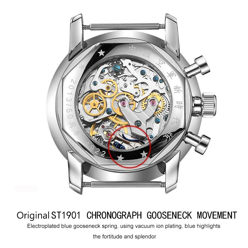 SEAKOSS 1963 Chronograph 42mm 40mm 38mm Sapphire Original Seagull ST1901 Movement With Gooseneck Pilot Men's Mechanical Watches