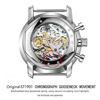 SEAKOSS 1963 Chronograph 42mm 40mm 38mm Sapphire Original Seagull ST1901 Movement With Gooseneck Pilot Men's Mechanical Watches