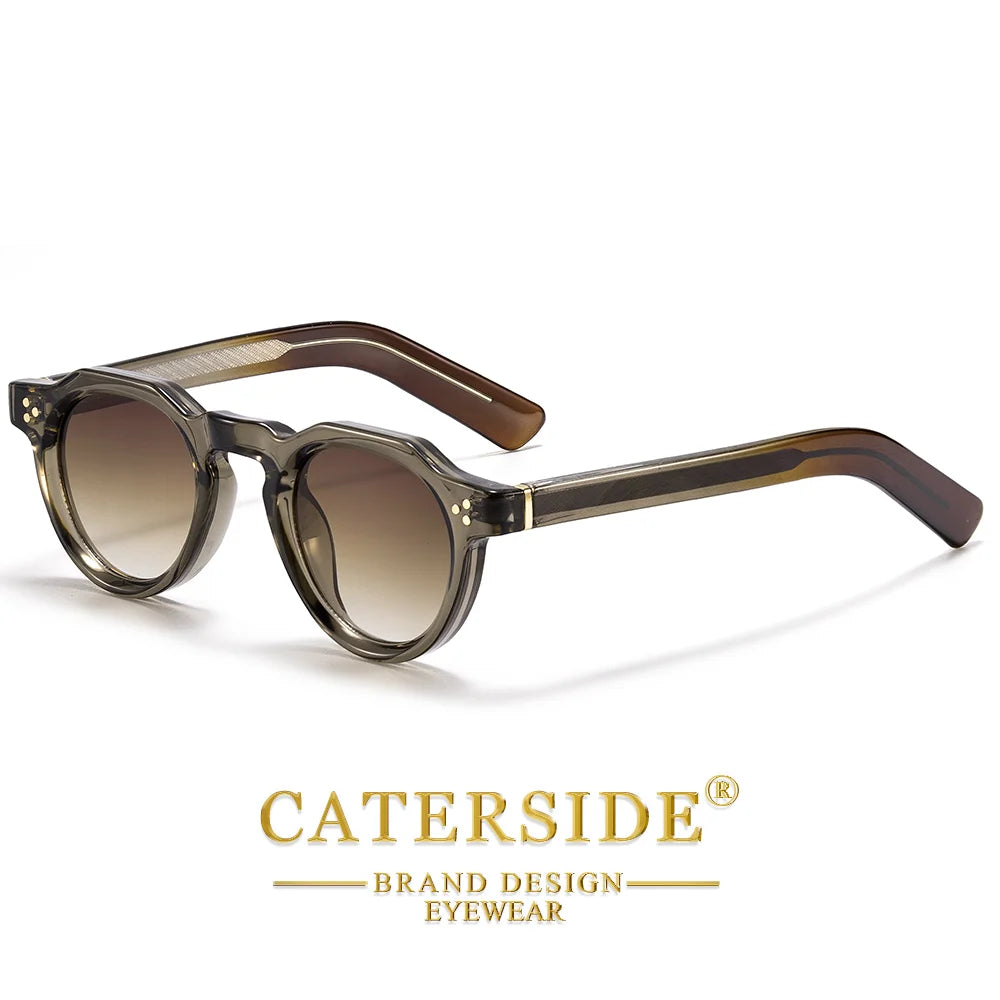 CATERSIDE Retro runde herresolbriller i høj kvalitet, tyk stil, til kvinder, udendørs, rejse, forretning, kørsel, dekorative briller, UV400
