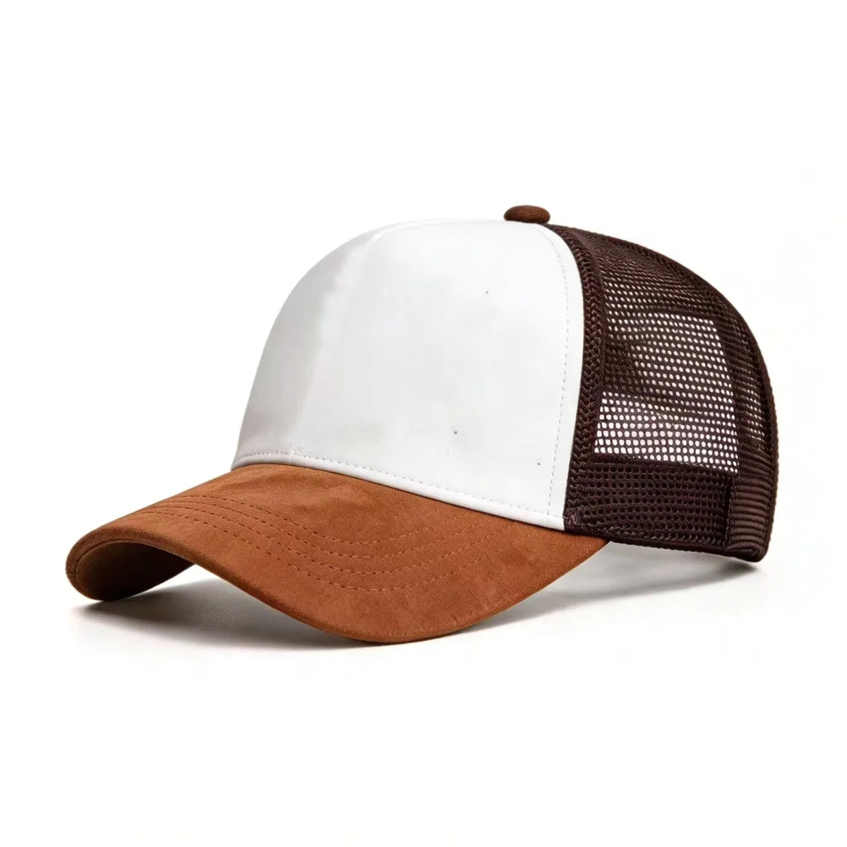 Vasaros tinklinė beisbolo kepurė moterims ir vyrams, vienspalvė suede kepurė su emblema, „snapback“ stiliaus kepurė, kasdienė, kvėpuojanti, unisex, gatvės stiliaus, hip-hopo ir „trucker“ stiliaus kepurės