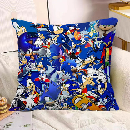 Cartoon Pillow Covers Cartoon Sofa Decorative Home Double-sided Printing Short Plush Cute Cushion S-Sonic The H-Hedgehog Cover