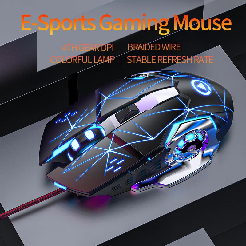 USB-Gaming-Maus mit Kabel, 6 Tasten, Hintergrundbeleuchtung, ergonomische Maus, einstellbare DPI, optische Maus für PC-Gamer, Computer und Desktop