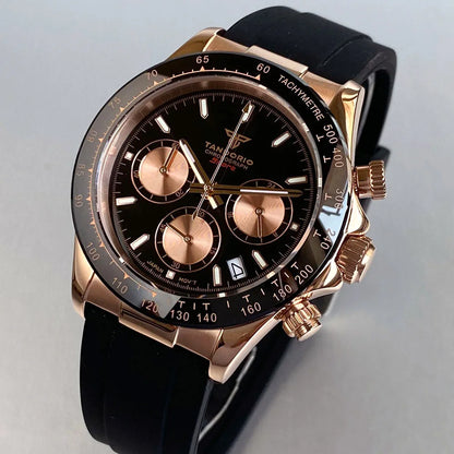 Luxuriöse VK63 Herrenuhr mit Quarzwerk, Business-Chronograph, 39mm, Stahl/Roségold, Datum, leuchtendes Zifferblatt, voll funktionsfähiger Chronograph