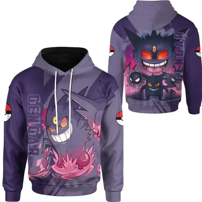New Pokémon Pikachu Children Printed Top cosplay Hooded Fashion Trendy Casual Long-sleeved Pullover Sweatshirt Birthday Gift